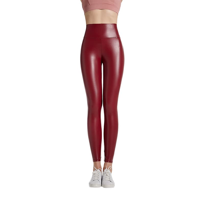Women's PU Leather High-Waist Slim Fit Pants Matte Faux Leather Long Pants Yoga Pants Butt Lifting Hot Style