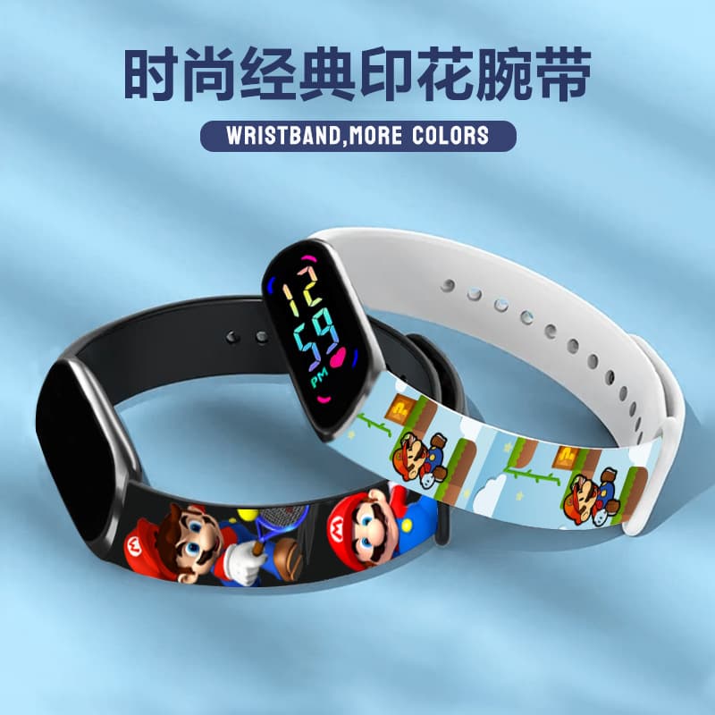 Mario Print Watch Strap for Xiaomi Band 8, Digital Watch Strap for Kids