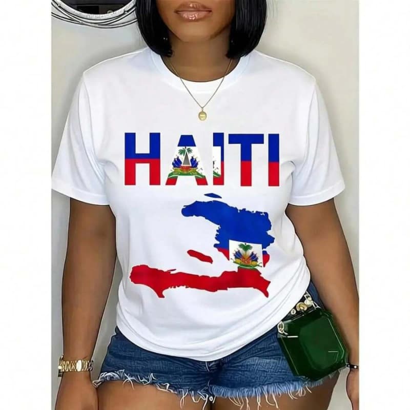 % Cotton Unisex Happy Haitian Day Cool Haiti Map Haitian-Shi