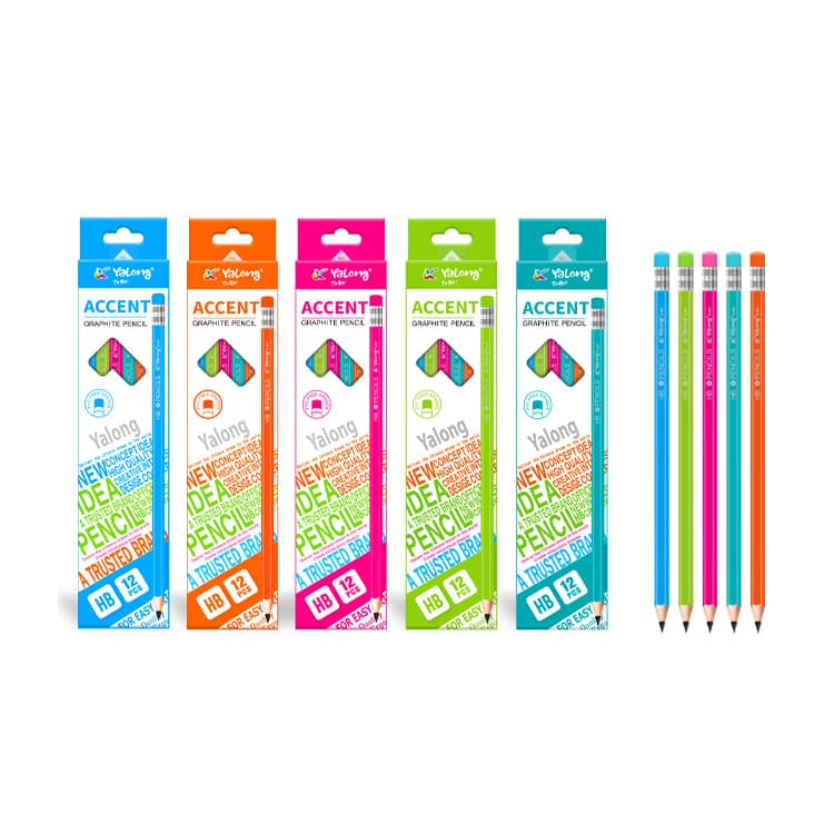 YL191359 High Quality Hexagon Handle School Pencil Standard Pencil with Eraser HB Pencil Set,