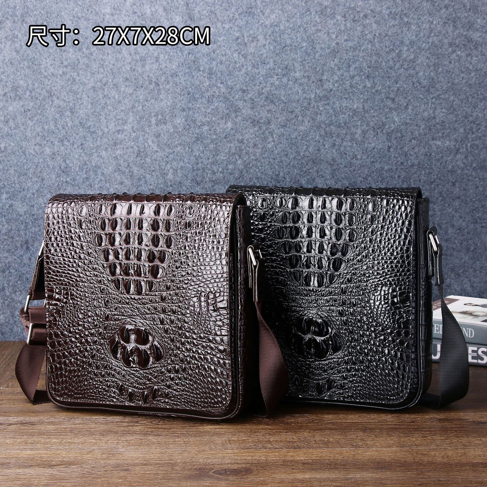 Crocodile Texture Men's Single Shoulder Bag Fashion Genuine Leather Flap Backpack Outdoor Business Men's Bag Trendy Crossbody Bag Factory