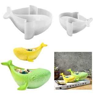 Barbara DIY Epoxy Mold Large and Small Whale Candle Holder Silicone Mold Plaster Succulent Pot Storage Mold