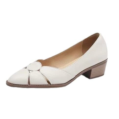 2026 Spring/Summer Hollow Cutout Slip-On Loafers with Chunky Heel, Durable Women's Commuter Work Fashion Flats