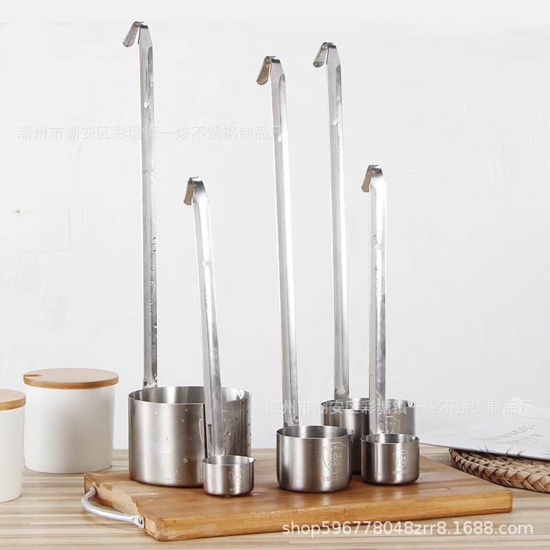 304 Stainless Steel Wine Ladle, Thickened Reinforced Handle Dispenser, Household Long Handle Hooked Scoop