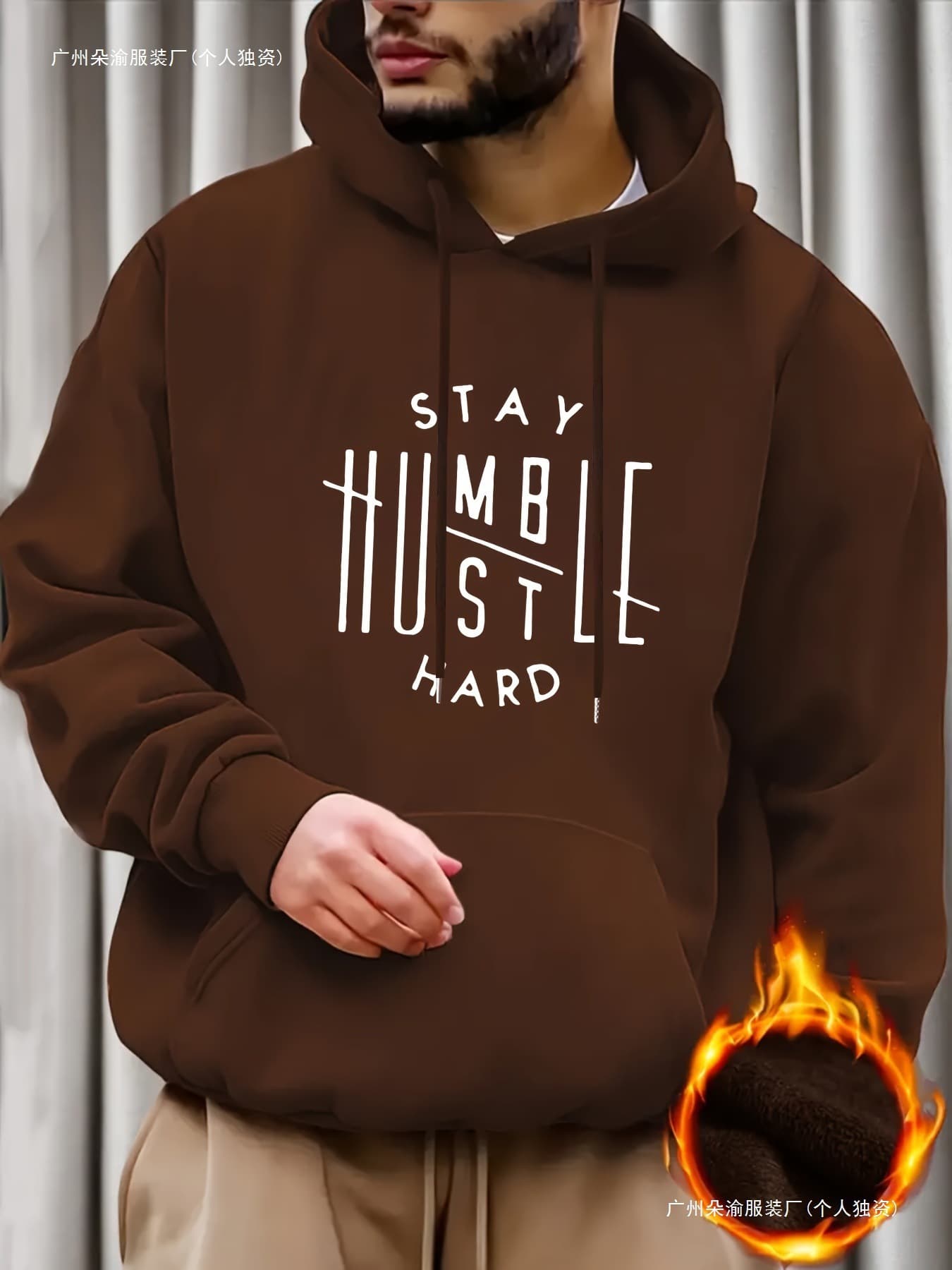 Cross-Border Aliexpress Kourrter Men's Inspirational Hoodie - "Stay Humble" Graphic Print, Long