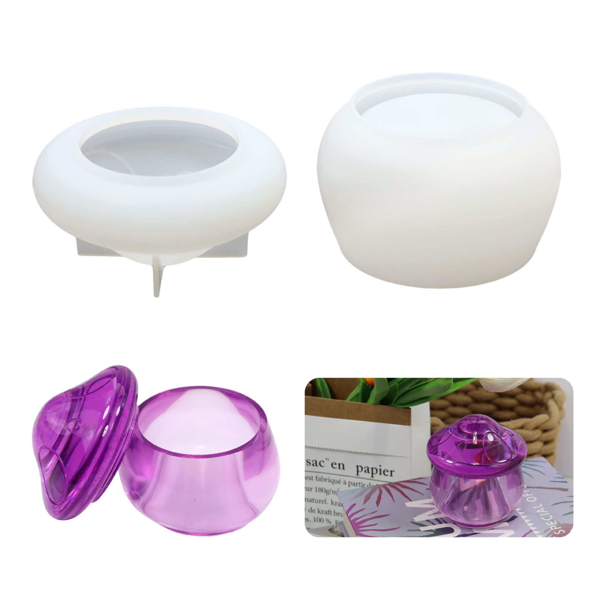 Pangyaya Mushroom Storage Box Epoxy Resin Casting Mold Silicone Mold for Jewelry Storage Jar Manufacturer In Stock
