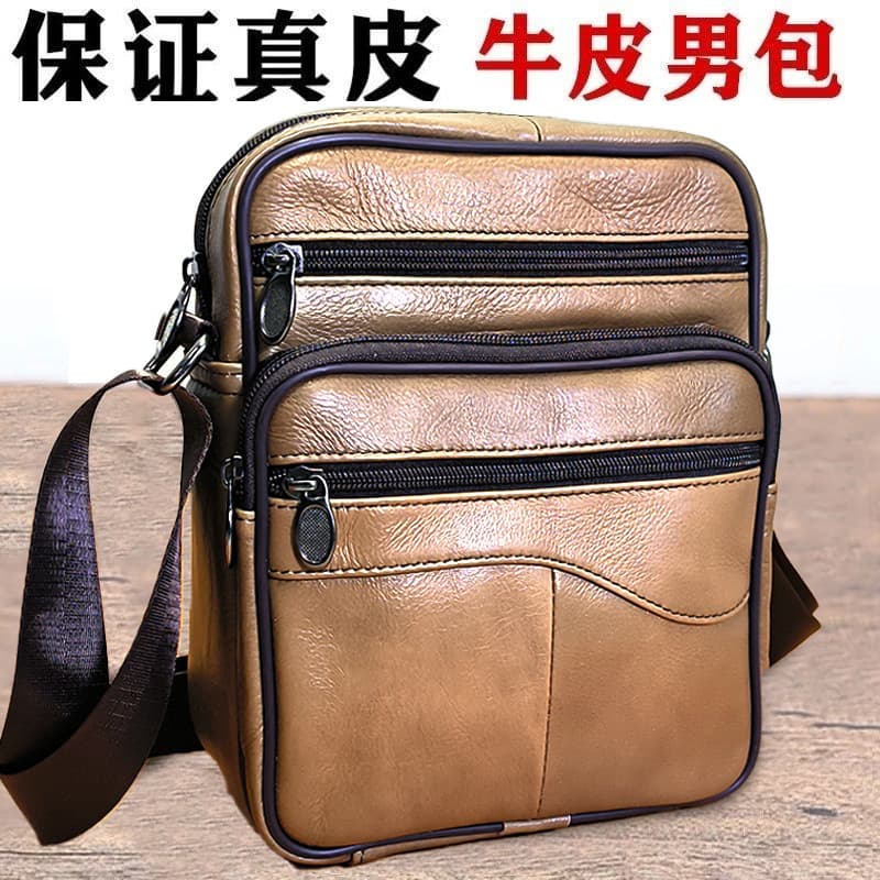 Genuine Leather Men's Bag Shoulder Bag Cowhide Crossbody Bag Men's Business Backpack Multi-Compartment Travel Briefcase