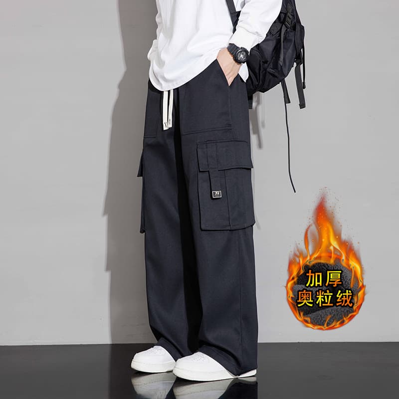 Extra Large Size 300 Jin High-Street Vintage Jeans for Men, Straight-Leg Loose Wide-Leg Casual Trousers Fleece-Lined