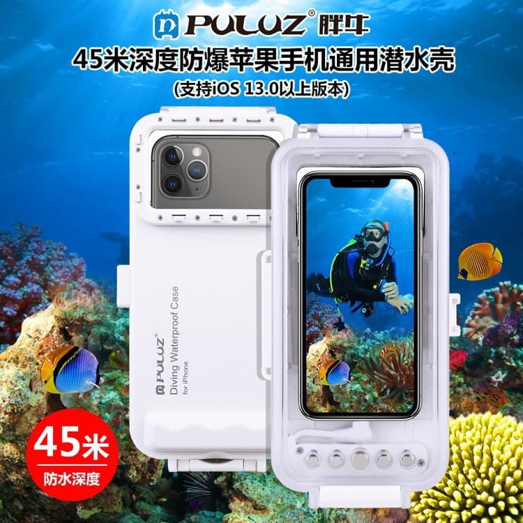 PULUZ Compatible with Apple iOS 13.0 and Above Phone Diving Case Universal Apple Diving Case 45m Waterproof