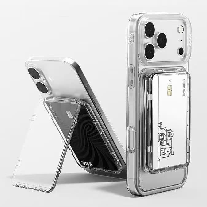 New upper and lower open card holder bus card bank card transparent PC magnetic card holder universal magnetic phone sticker