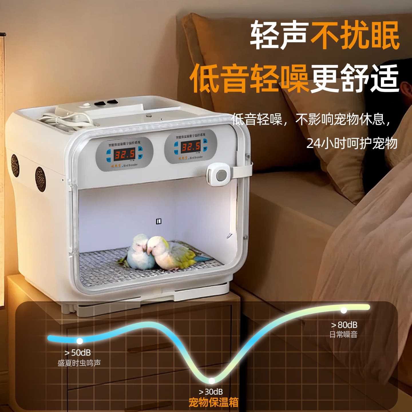 Baby Parrot Brooder Box, Constant Temperature for Winter, Cockatiel-Specific, Fan-Heated Brooder for Small Semi-Feathered and Adult Birds