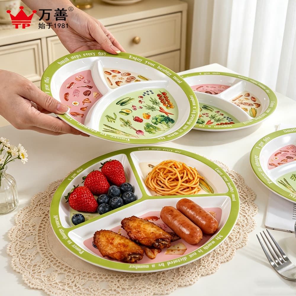 Cross-Border Compartment Plate Light Meal Plate for Children and Adults Breakfast Plate Home Use Plate 211 Compartment Plate Healthy Diet Plate
