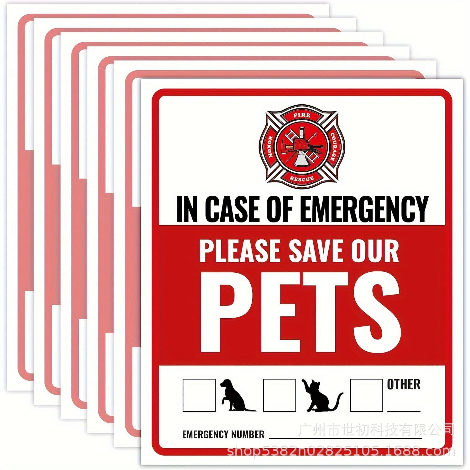 Pet Alert Vinyl Emergency Rescue Pet Stickers