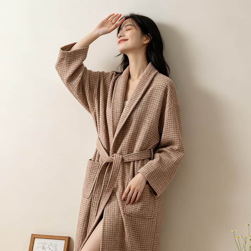 Pure Cotton Gauze Nightgown for Women, Suitable for All Seasons, Thickened and Oversized, Loose Fit, Soft and Breathable Pure Cotton Sleepwear Bathrobe