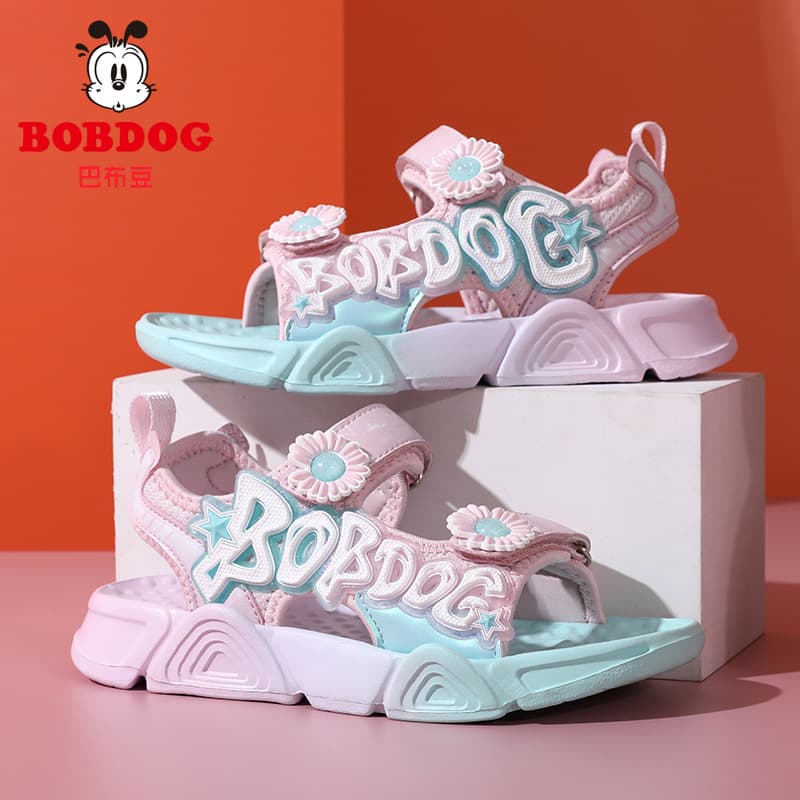 Babudou Girls Sandals 2025 Summer Soft Sole Anti-Slip Middle and Large Children's Beach Shoes Open Toe Boys Sports Sandals