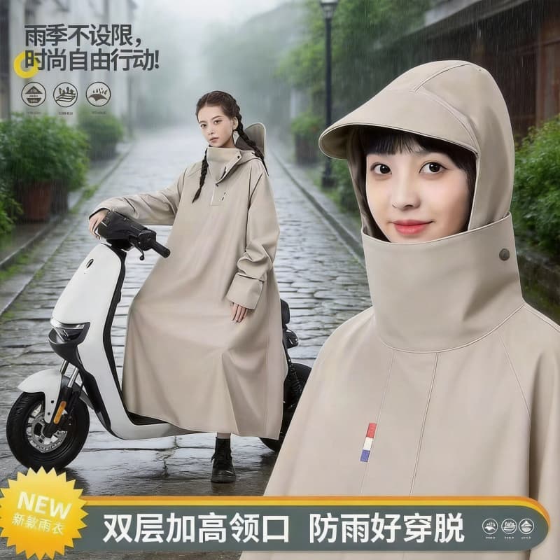 Robe raincoat for men and women, electric car, motorcycle, explosion-proof rain, women's thickened poncho, riding, fishing, rainstorm protection