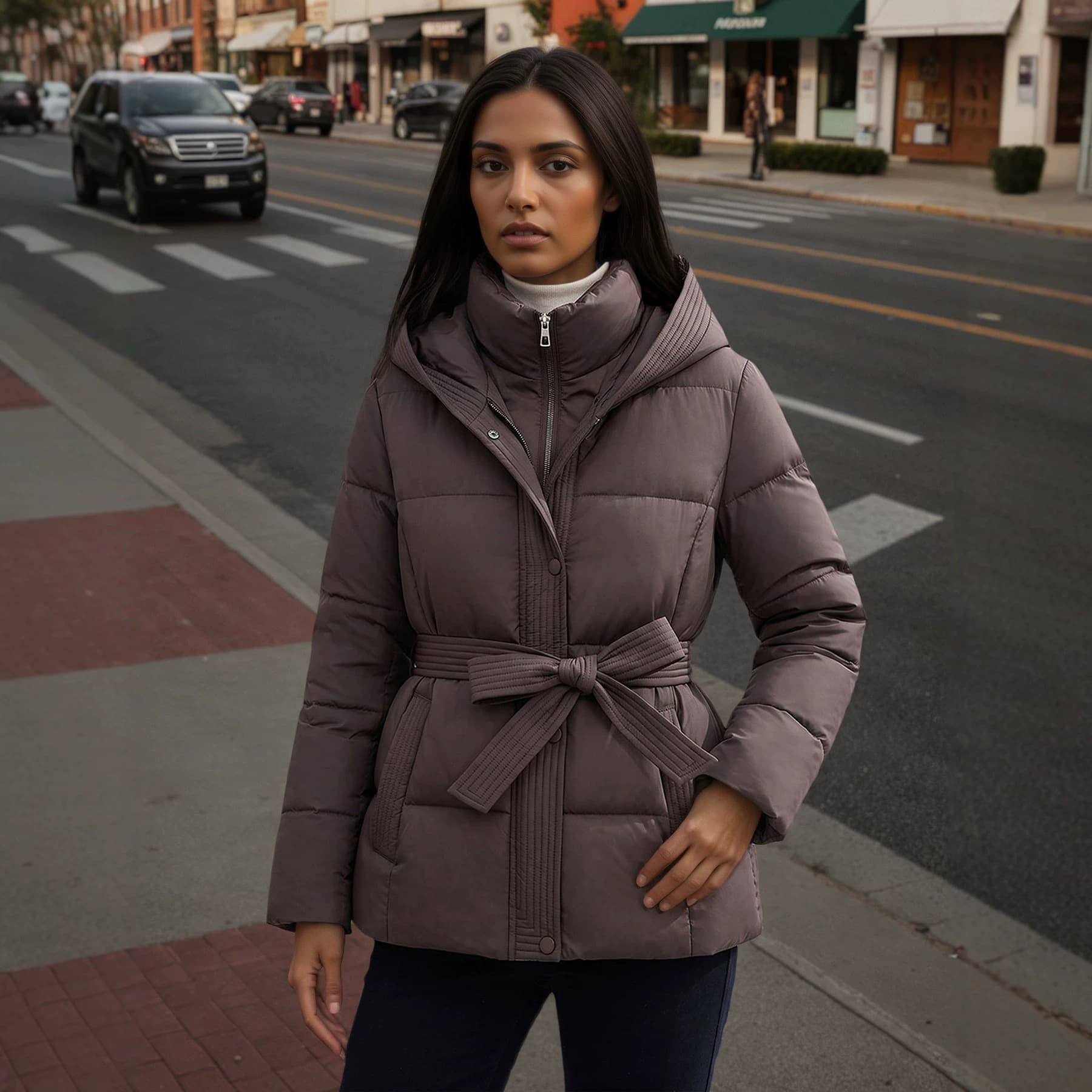 New Winter Cotton Coat with Waist-Tightening Slim Fit, Korean-Style Hooded Warm Jacket