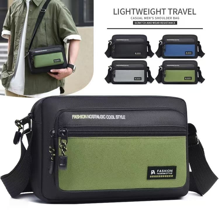 New shoulder bag men's crossbody bag Oxford cloth small backpack multi-layer business wallet mobile phone bag business men's bag
