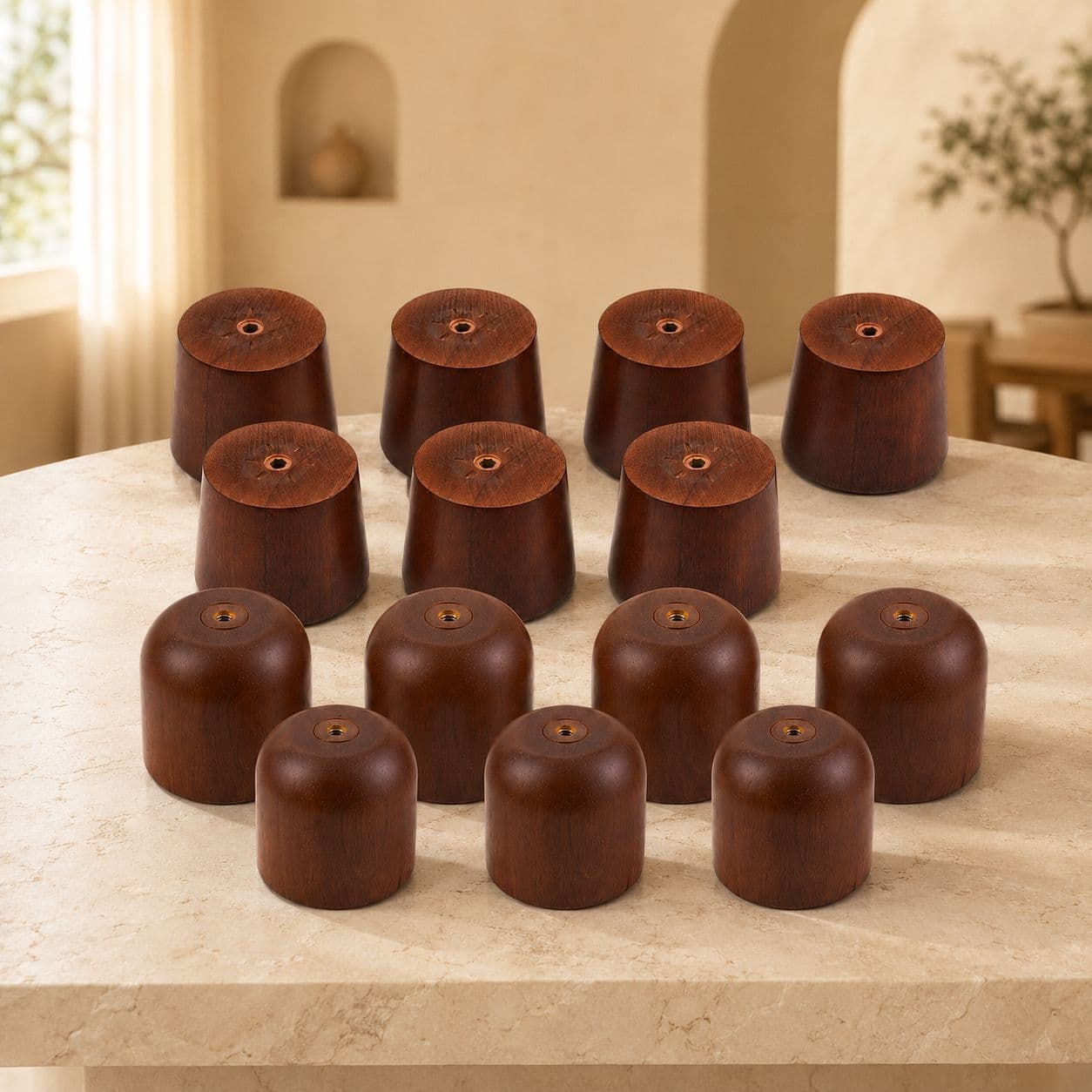 Walnut Solid Wood Base Tray Support Feet Cake Stand Display Stand Wooden Raised Feet Wholesale Ceramic Factory