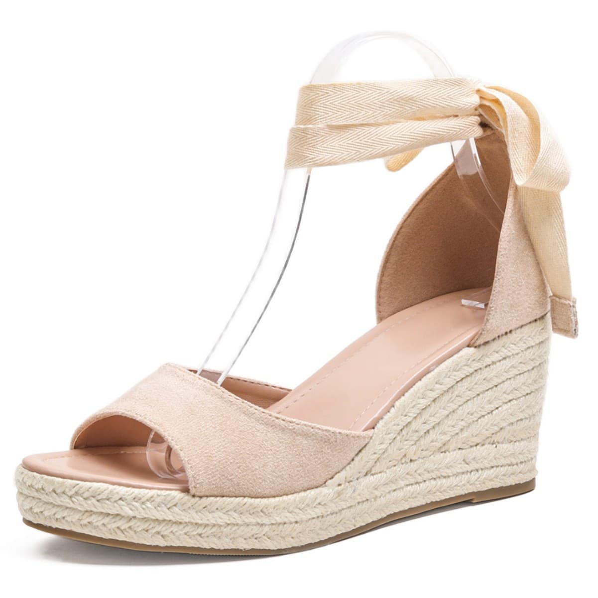 New Women's Sandals Large Size Wedge Heels for Export, Summer Open-Toe Jute High Chunky Heels for AliExpress Amazon