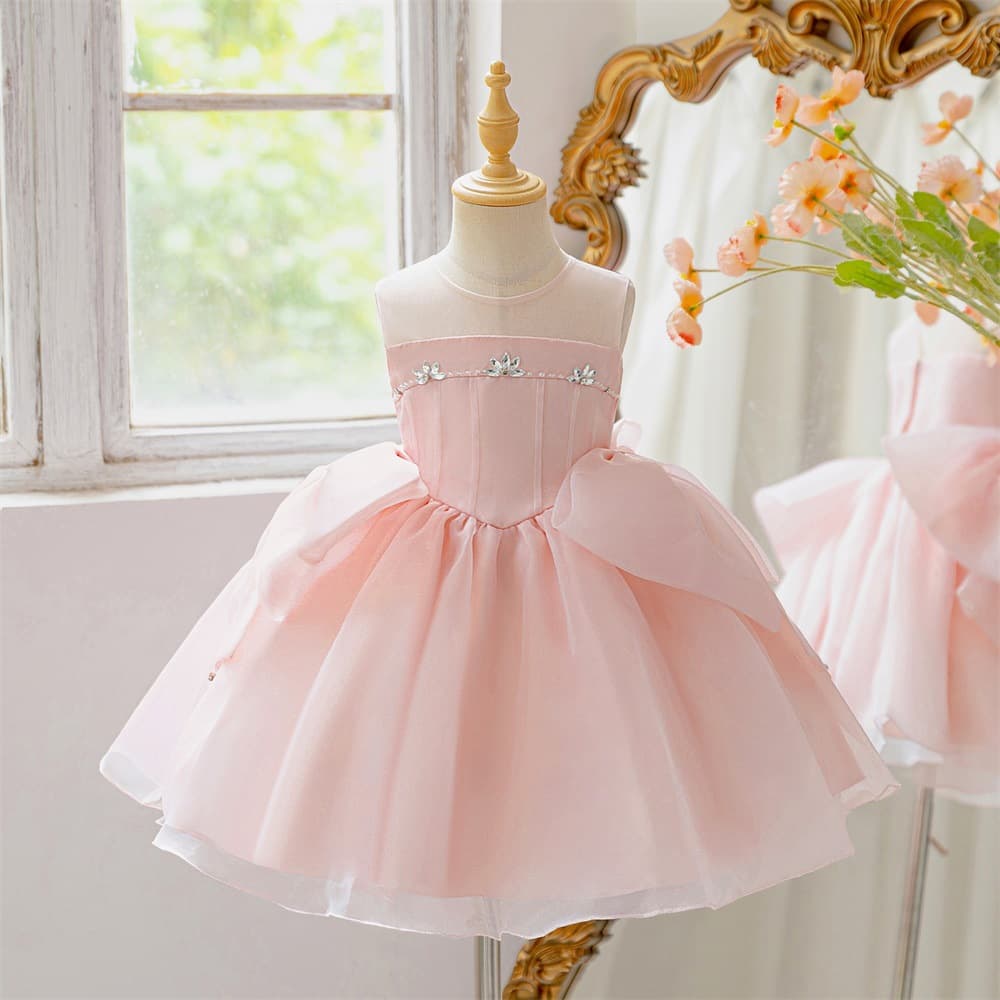 European and American new children's birthday party dresses, big children's beaded puffy dresses, girls' festival catwalk costumes
