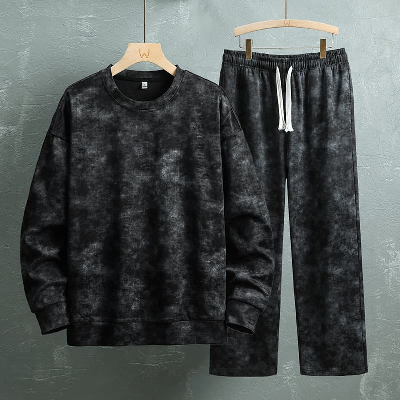 Men's Fall/Winter Set Casual Two-Piece Hoodie and Sweatpants Loose-Fit Fashion Athletic Outfit