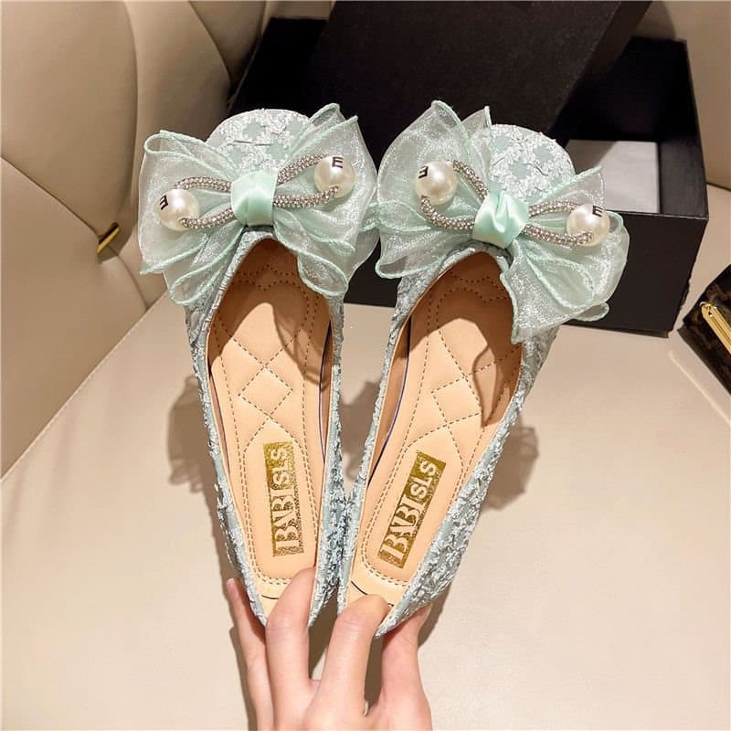 Bow Flat Shoes for Women 2024 Autumn New Arrival Cowhide Soft Sole Casual Shoes Anti-Slip Moccasin Shoes for Pregnant Women