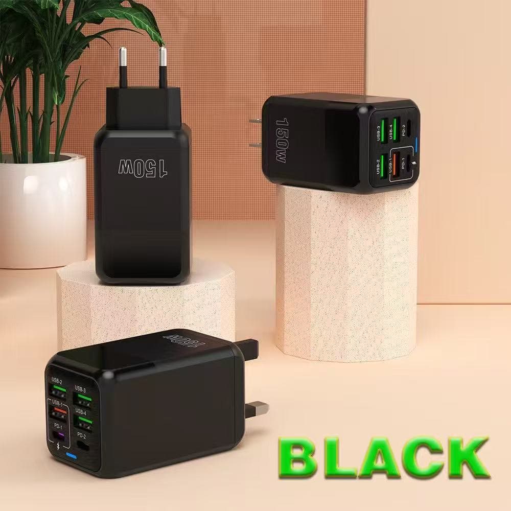 150W multi-port fast charging charger PD60W full protocol cross-border USB-C charging head suitable for Apple, Huawei and Xiaomi