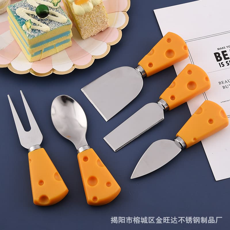 Cheese Knife Set - 5-Piece Cake Fork, Pointed Knife, Cheese Cutter Kitchen Tool Set