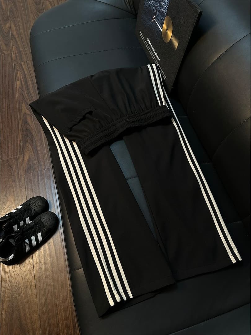 Four-Stripe Ice Silk Quick-Dry Pants for Men Summer Thin American Loose Casual Versatile Sports Straight Leg Pants
