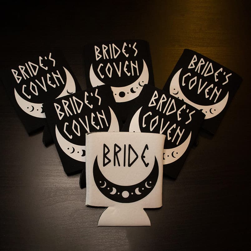 Halloween Dark Crescent Moon Bride Bridesmaid Cup Sleeve Cross-border Wedding Bachelor Party Bride Insulated Cup Holder Wholesale