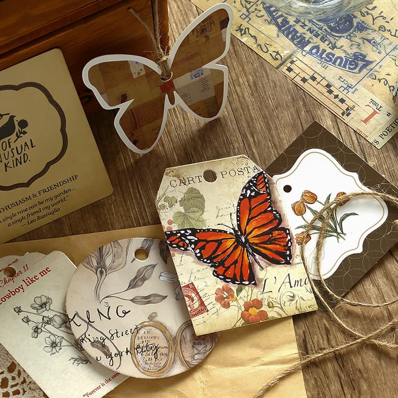 Vintage Series Journaling Sticker Set - Scrapbook Decoration Butterfly Stickers Distant Fields Chapter European Style Washi Tape
