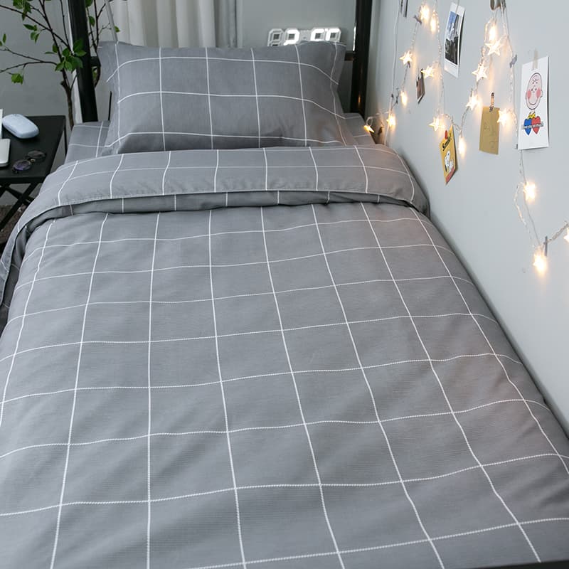 Simple Bunk Bed Sheet and Duvet Cover Set, 3-Piece for Single Dormitory Summer, Internet Celebrity Style, Male Bedding 4-Piece