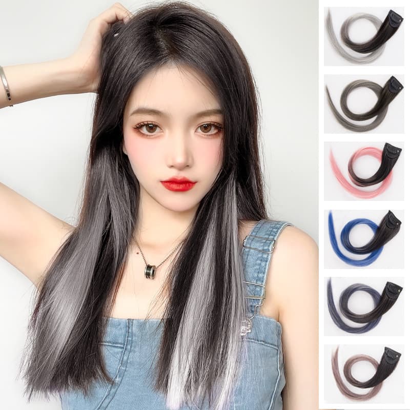 Wholesale Color Hair Extensions from the Manufacturer, Gradient Ear-Hanging Dye Hair Extensions, Colorful Trendy Girl Group Style, Medium-Length Hair