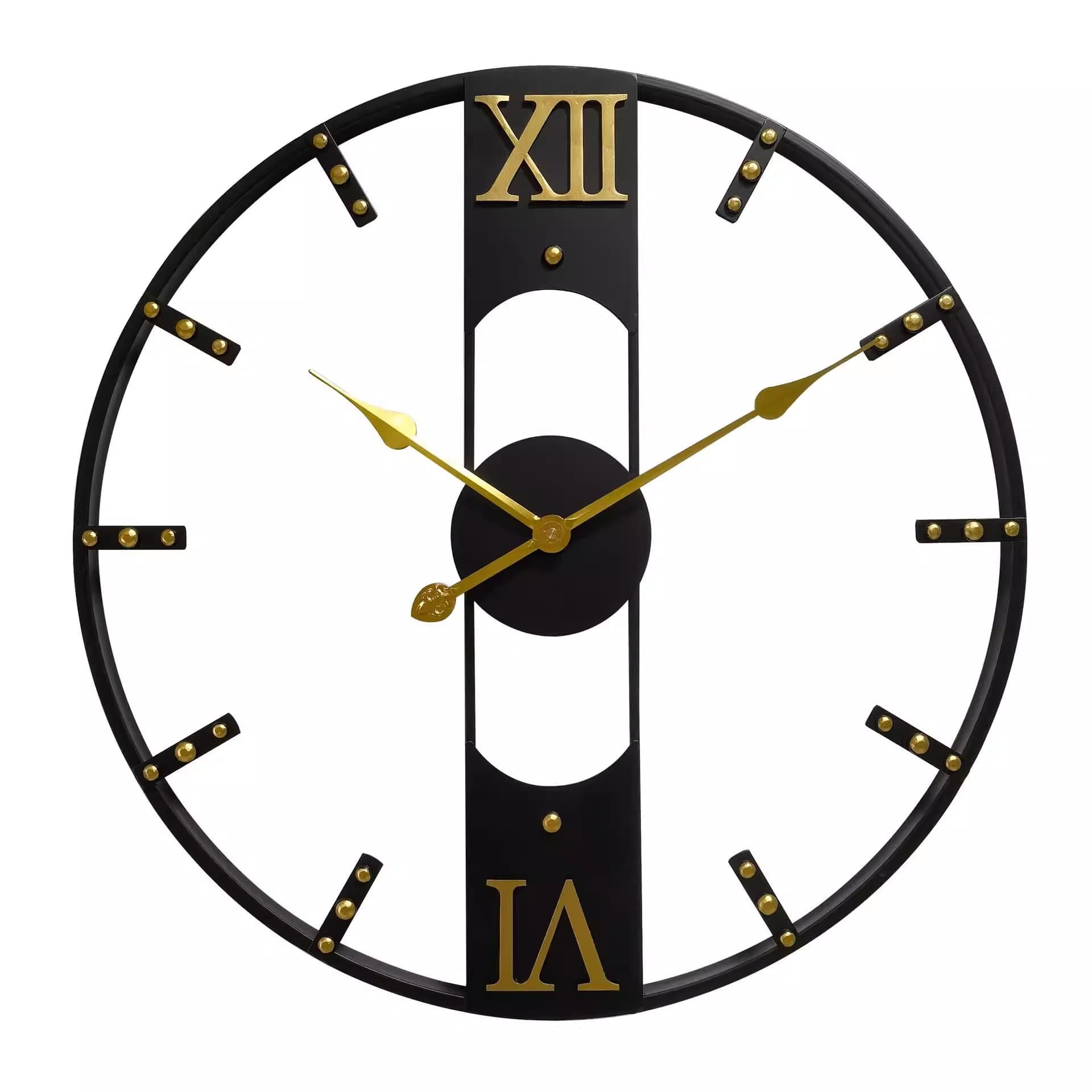 European Home Decorative Wall Clock Iron Rivet Scale Creative Silent Clock Textured Round Living Room Clock