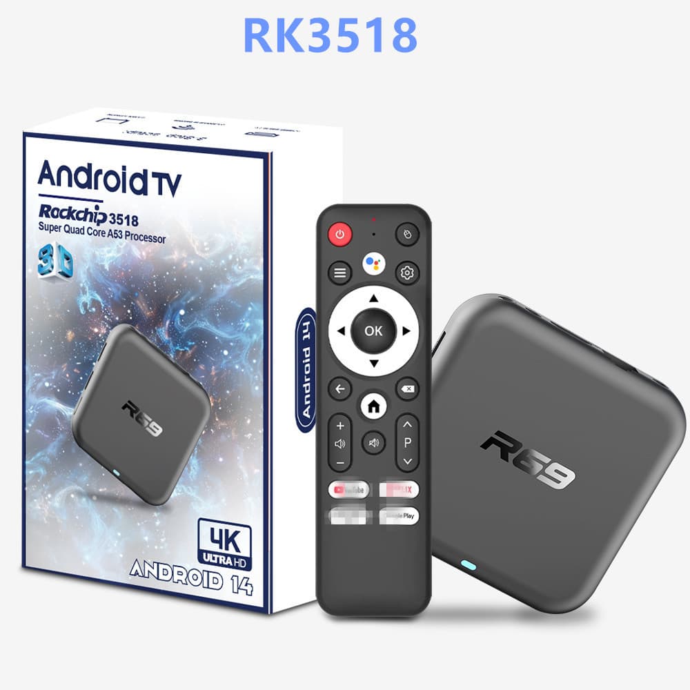 Cross-border R69 RK3518 set-top box 2G/16G Android 14.0 4k HD player wifi6 TVBOX