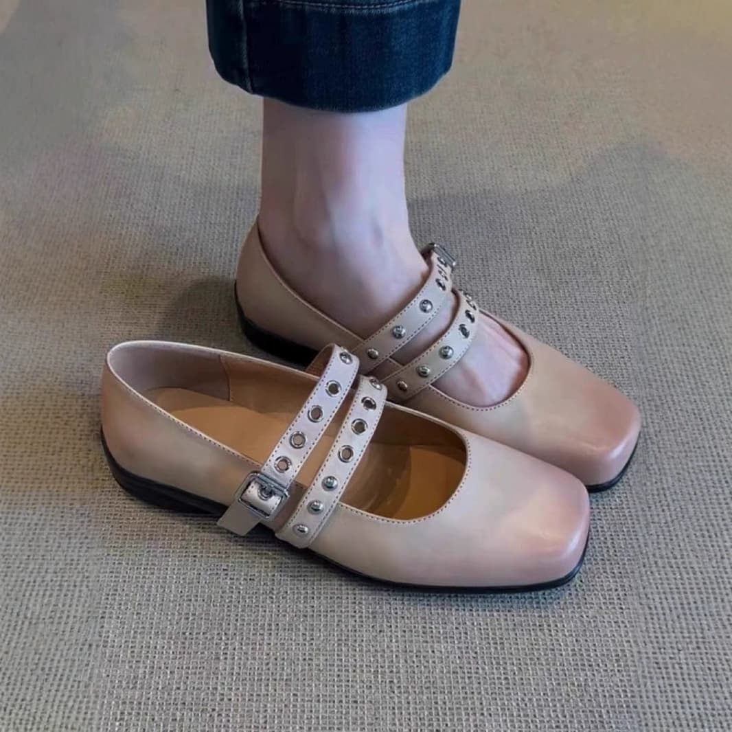 Ultra-Soft Lambskin French Flat Ballet Shoes for Women, Versatile Evening Shoes, Vintage Distressed Mary Jane Shoes