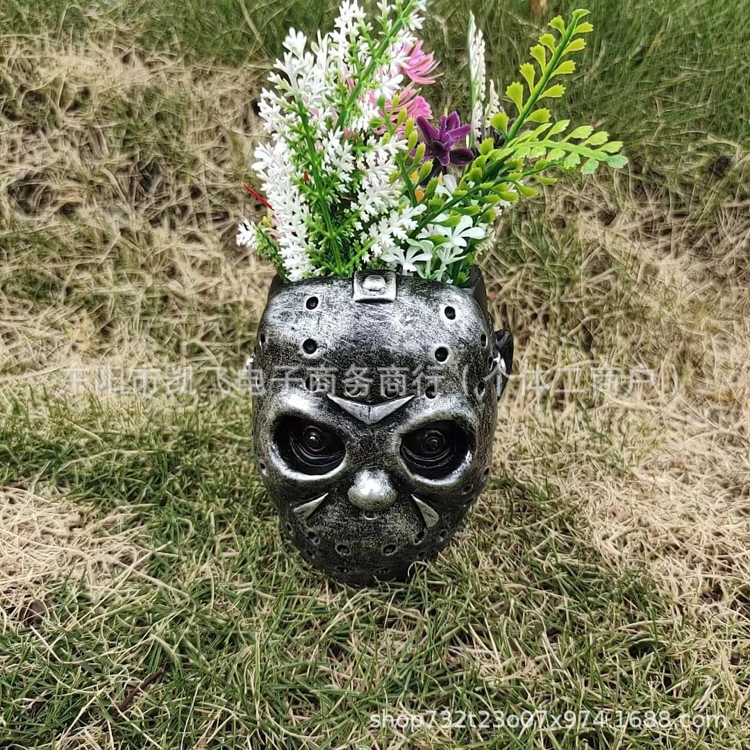 New Cross-border Scary Mask Flower Pot Decoration Ornament Garden Decor
