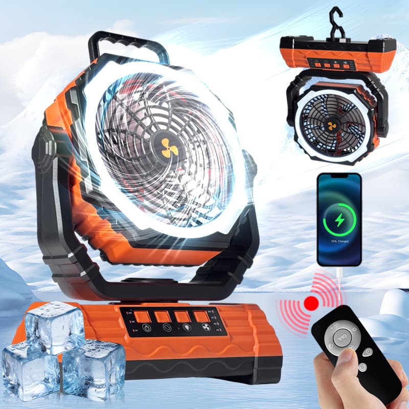 Cross-border camping fan, camping tent USB fan, portable high-power rechargeable outdoor fan, lighting, foreign trade