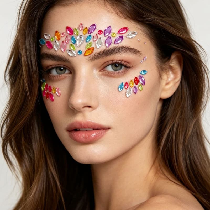 Cross-border music festival acrylic face stickers party facial makeup stickers personalized rhinestone dance party beauty decoration stickers