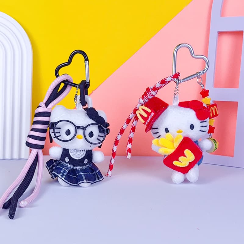 Creative DIY Plush Kitty Cat Hand Rope Keychain Doll Pendant Female Couple Miu Series Bag Pendant