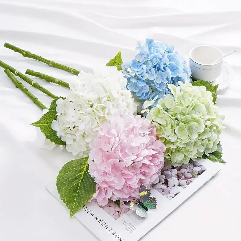 New Artificial Hydrangea 3-Petal, 96 Artificial Flowers, Wedding Home Decoration Floral Arrangement, Photography Props, Fake Flowers
