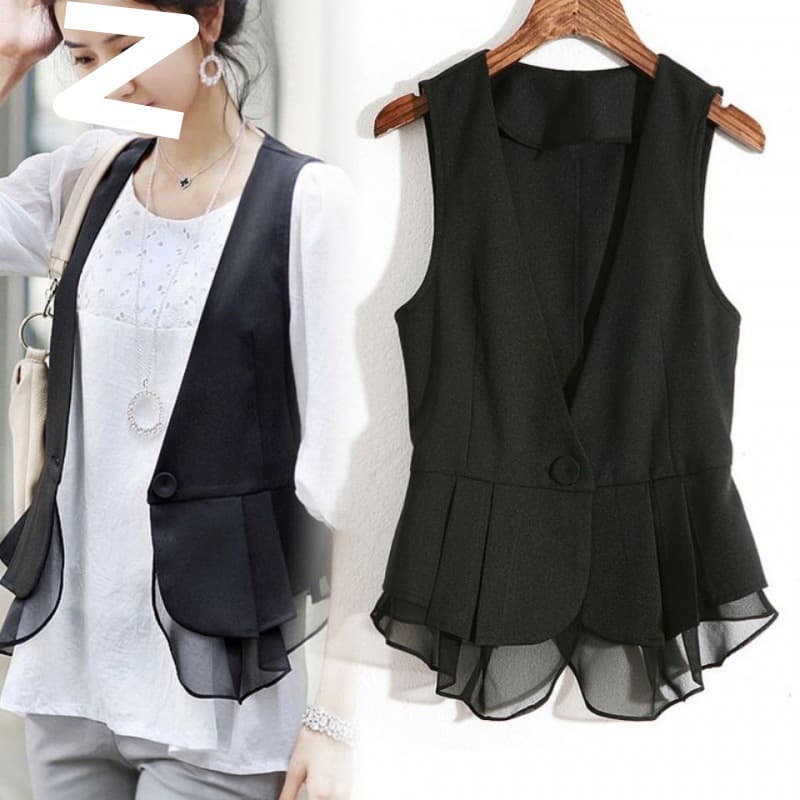 Spring Summer Short Vest for Women Sleeveless Thin Korean Style Versatile Fitted Blazer Vest