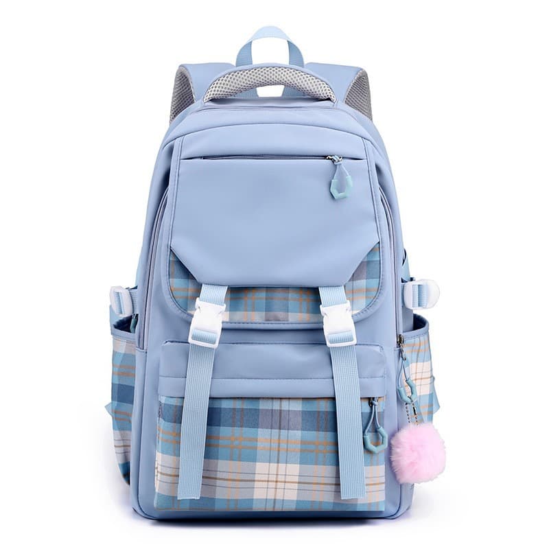College Campus Backpack for Women, Korean Style, Forest Aesthetic, Simple and Fresh, Solid Color, Multi-layer Laptop Backpack for Middle School Students