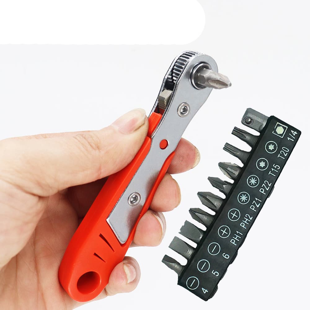 Mini 36-tooth ratchet screwdriver for narrow small space gap repair operation, bit socket L-shaped bent wrench