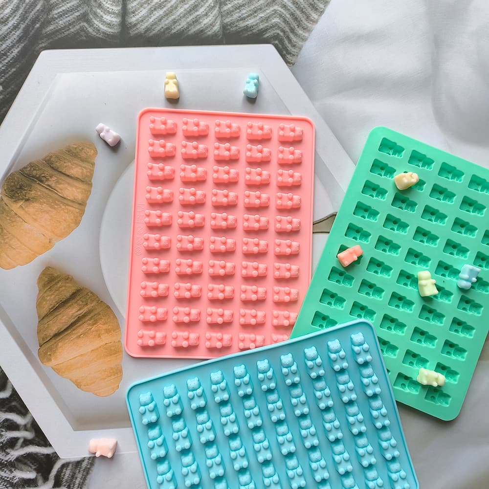 50-Piece Bear 300 Silicone Biscuit Chocolate Mold DIY Candy Pudding Cake Decoration Kitchen Baking Utensils