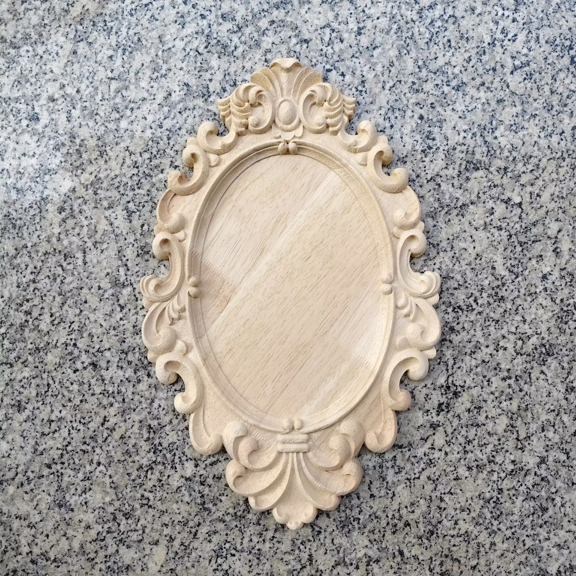 Dongyang Wood Carving European Style Decorative Applique Wooden Door Flower Carved Photo Frame
