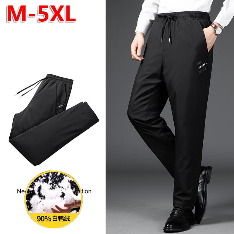 Men's down-filled trousers for middle-aged and elderly men, made with 90% white duck down, perfect for winter wear, thickened, high-quality, warm.