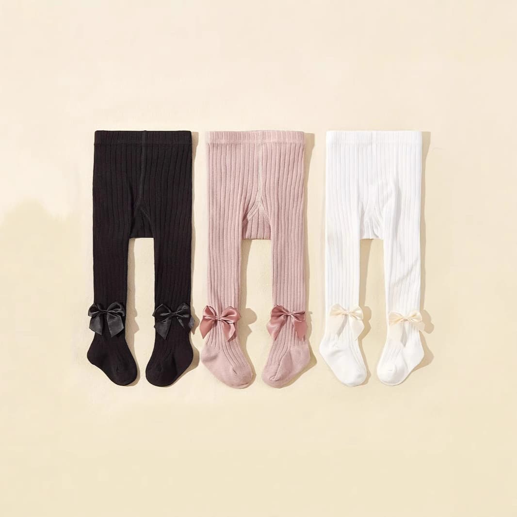 Cross-border exclusive 1-piece Korean-style versatile infant bow-tie pantyhose, polyester material, factory direct supply