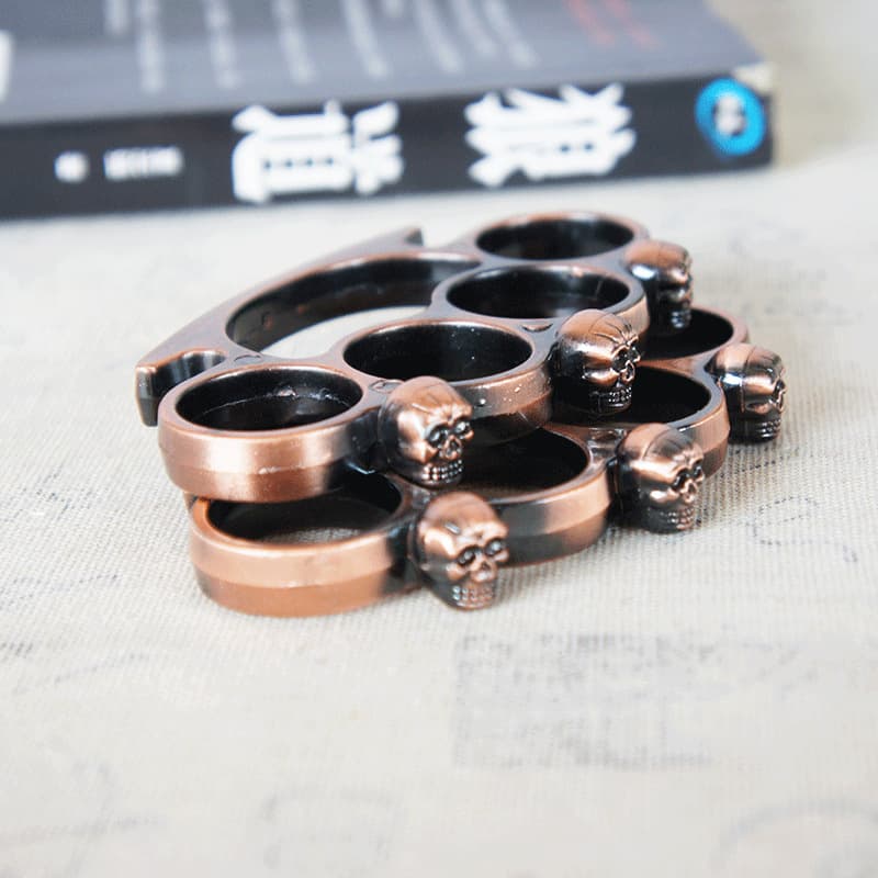 Creative Metal Skull Knuckle Duster Finger Tiger Fist Ring Iron Four-Finger Tiger Self-Defense Martial Arts Combat Ring Special Offer